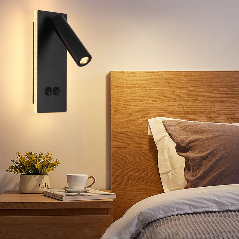 Modern Minimalist Rectangular Round Iron Aluminium LED Wall Lamp For Bedroom
