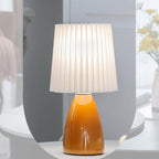 Scandinavian Retro Table Lamp with Folded Shade and Glass Base