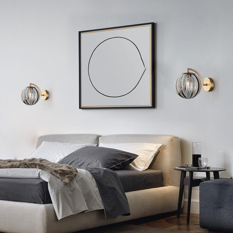 Contemporary Scandinavian round ball iron glass 1-light wall lamp for the living room