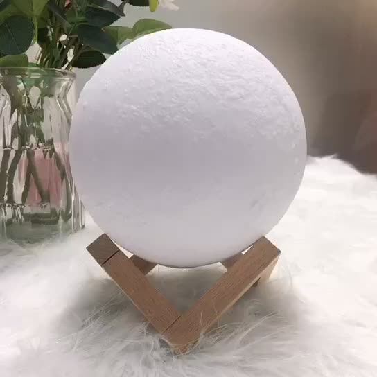 Creative Mini Rechargeable 3D Printed Moon 1-Light LED Table Lamp