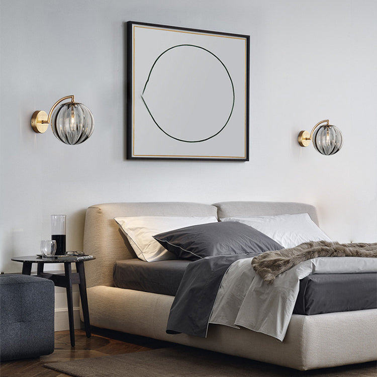 Contemporary Scandinavian round ball iron glass 1-light wall lamp for the living room