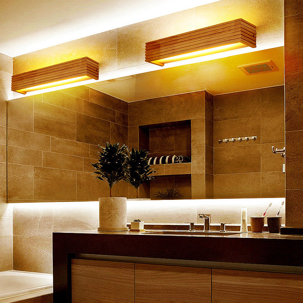Wood wall lights for bathroom mirrors – Stylish functional lighting for home decor & makeup lighting