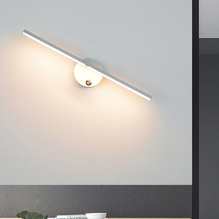 Nordic Minimalist Aluminium Long Strip Switch LED Mirror Wall Light Lamp