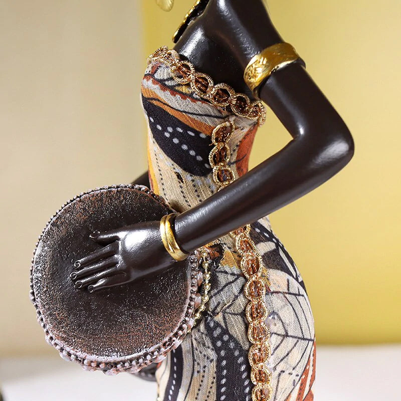 African Female Musician Sculpture