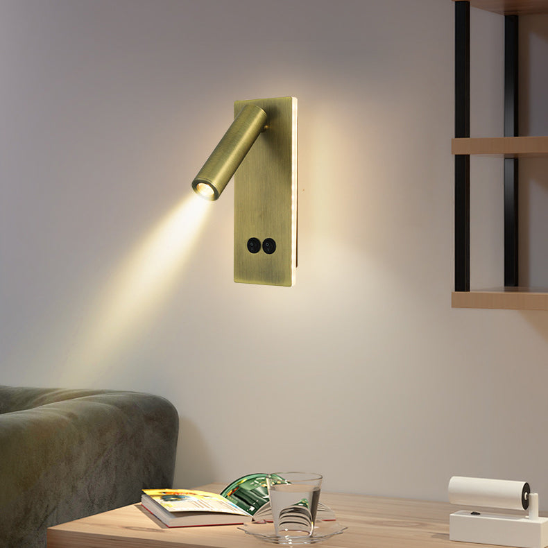 Modern Minimalist Rectangular Round Iron Aluminium LED Wall Lamp For Bedroom