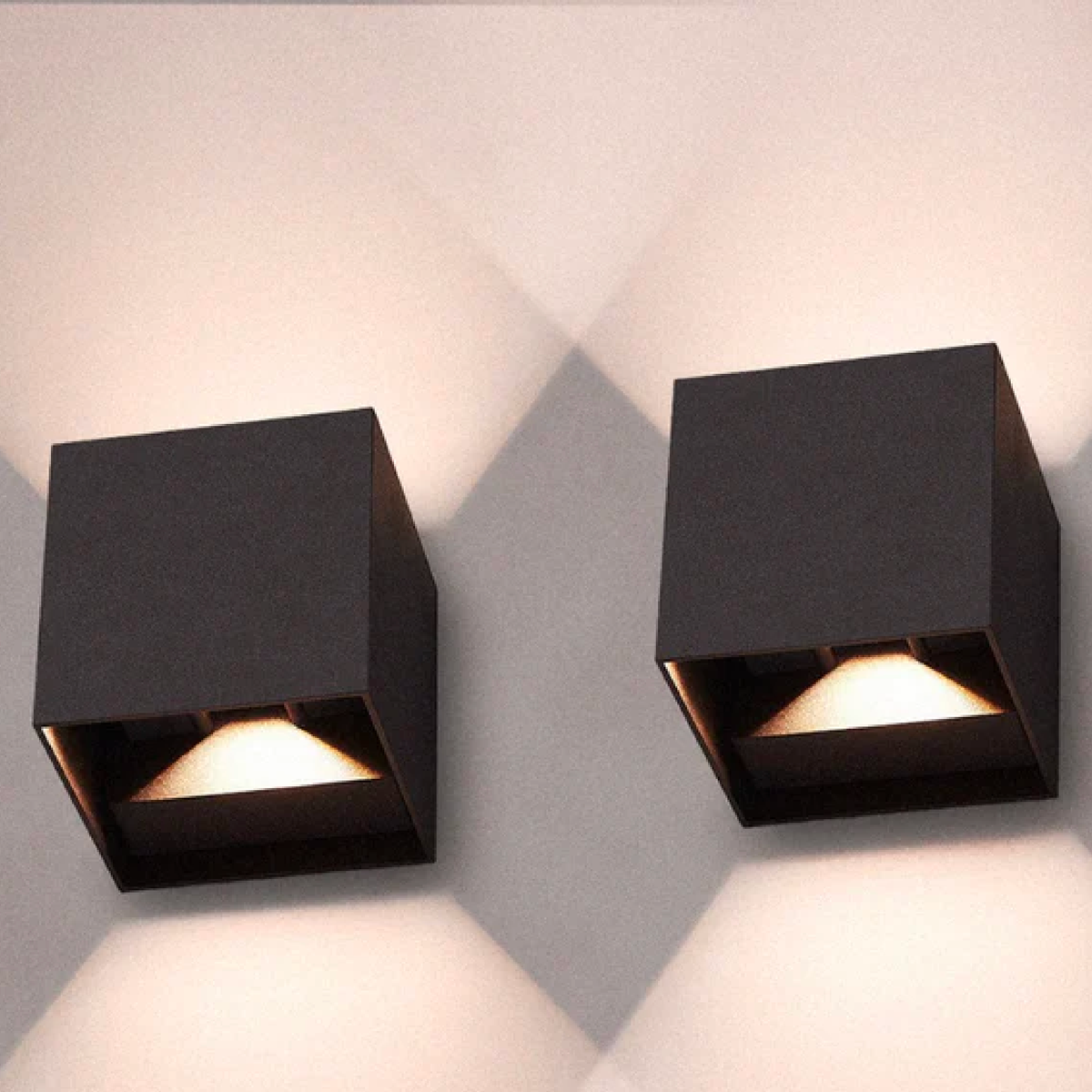 Wireless LED Wall Lights – Modern Cube Design (Set of 2)