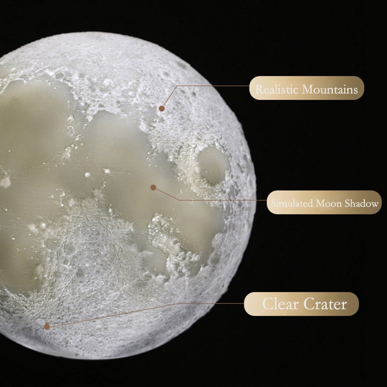Creative Mini Rechargeable 3D Printed Moon 1-Light LED Table Lamp