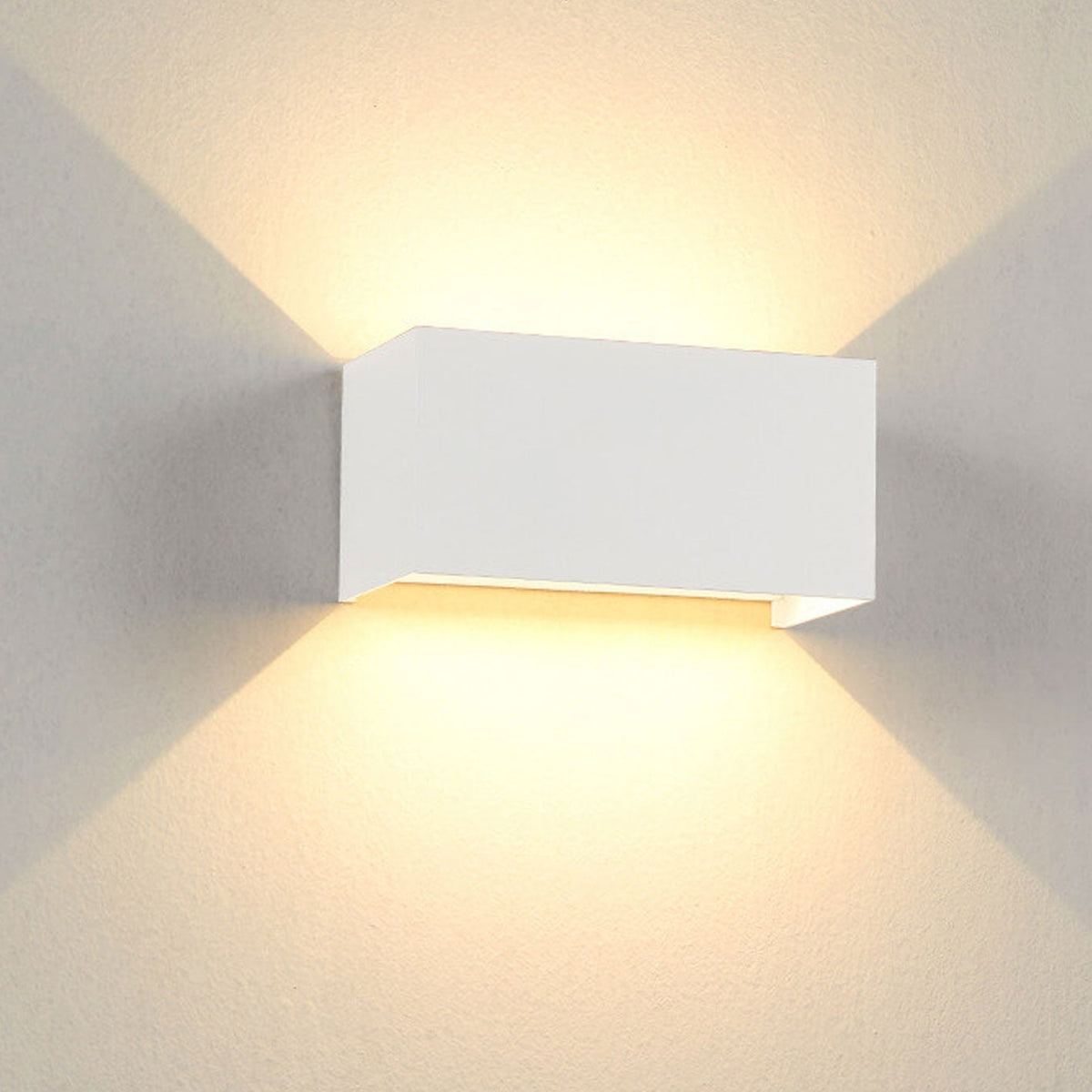 Modern waterproof rectangular LED wall light for outdoor use with upward and downward lighting