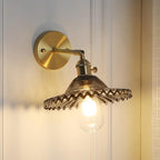 Brass Bowl Wall Light Industrial Smoke Glass 1 Light Living Room Wall Lamp Lighting Fixture