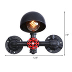 Steampunk Dome Wall Lamp with Ventilator 1 Head Metallic Wall Lighting in Black for the Living Room