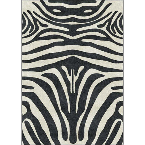 Contemporary Zebra Stripe Rug Black and White Polyester Rug Machine Washable Non-Slip Rug for the Bedroom