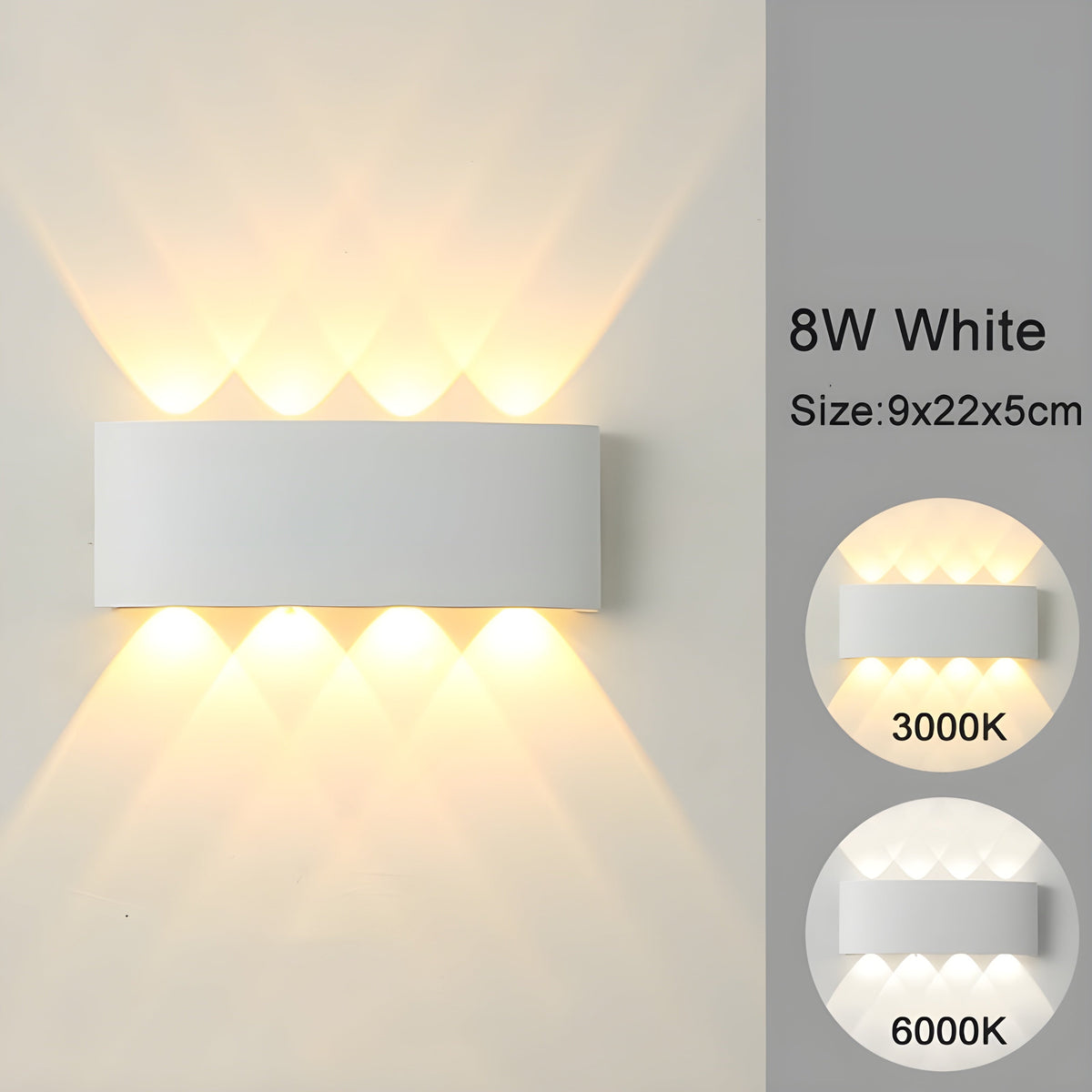 LED wall-mounted lights for indoor and outdoor use