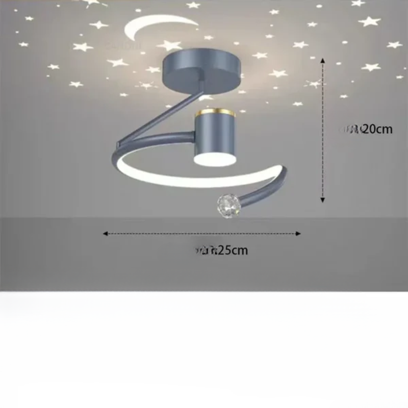 LED ceiling light with starry sky – Modern chandelier design for children’s room and living room