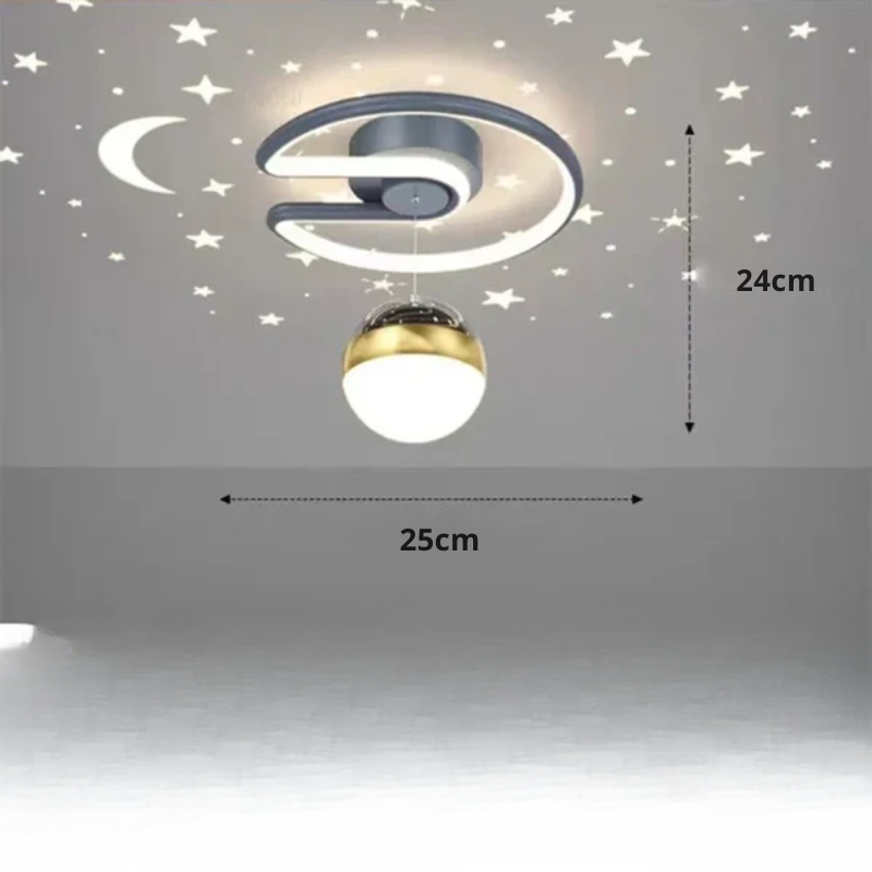 LED ceiling light with starry sky – Modern chandelier design for children’s room and living room