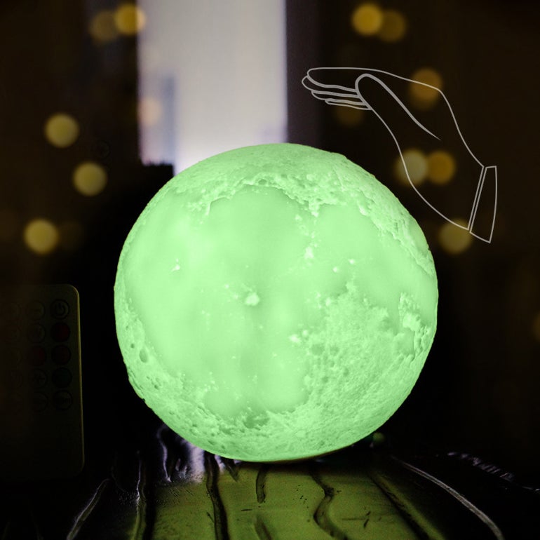Creative Mini Rechargeable 3D Printed Moon 1-Light LED Table Lamp