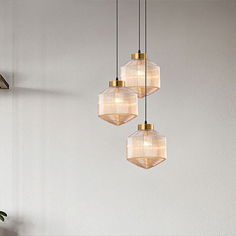 Modern drum chandelier made of glass - Elegant lighting for dining room and living room