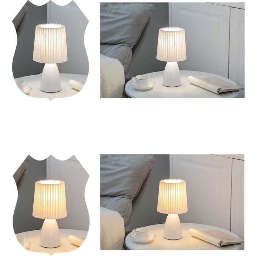 Scandinavian Retro Table Lamp with Folded Shade and Glass Base
