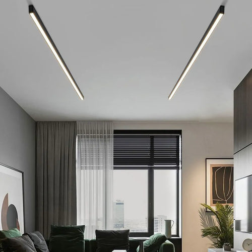 Black metal ceiling lamp LED linear minimalist modern design