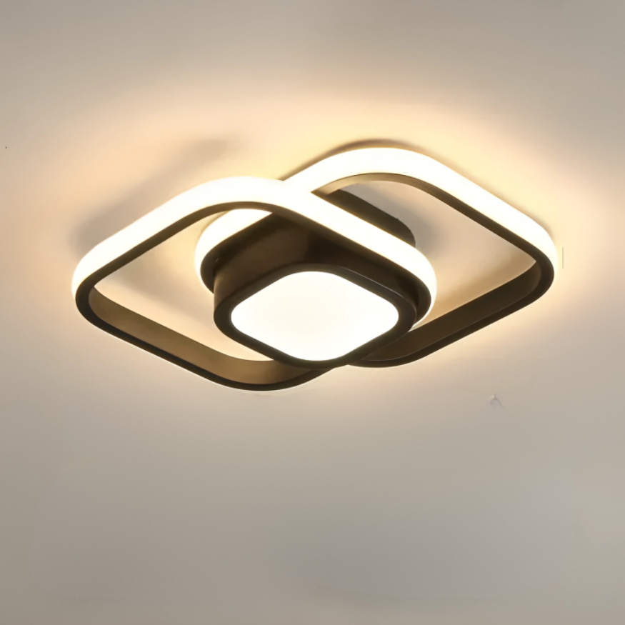 Modern LED ceiling lamp 18W | Creative design with 2 rings | Energy-saving lighting for living room & office 24 cm