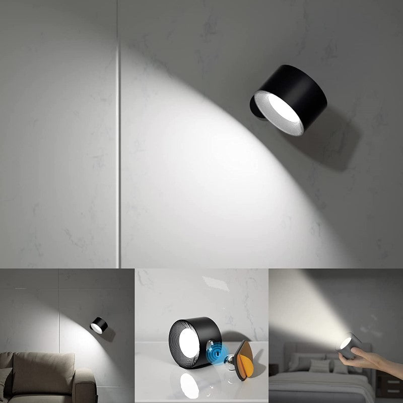 LED Wall Lamps, Wall-mounted Lamps with Rechargeable Battery, 3 Color Temperatures & 3 Brightness Levels, 360° Rotatable Magnetic Ball, Wireless Wall Lamps for Study, Reading, Nightstand