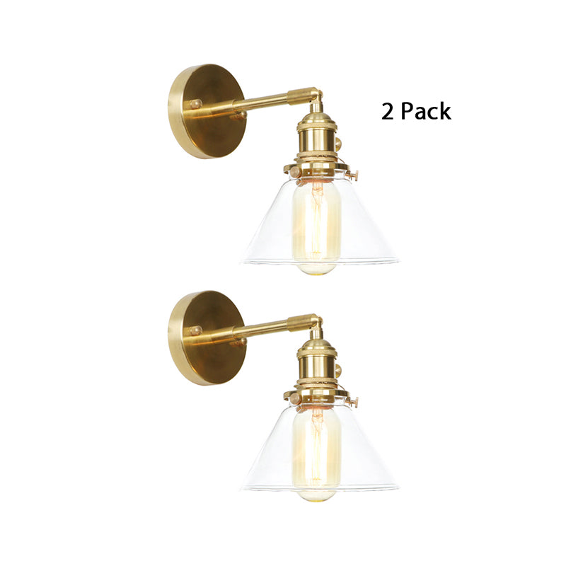 Kegel Wall Lamp 1 Light Clear Glass Rustic Antique Wall Lighting for Bedroom