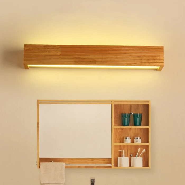 Wood wall lights for bathroom mirrors – Stylish functional lighting for home decor & makeup lighting