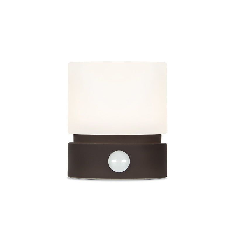 Contemporary Nordic timer rechargeable ABS HIPS silicone cylinder LED table lamp night light for bedside table