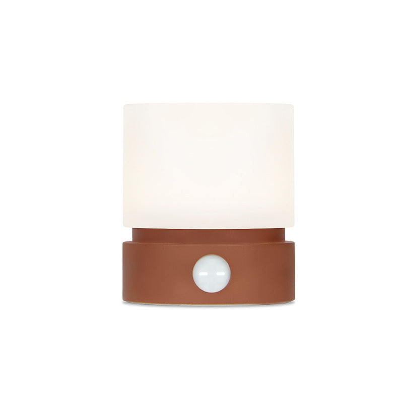 Contemporary Nordic timer rechargeable ABS HIPS silicone cylinder LED table lamp night light for bedside table