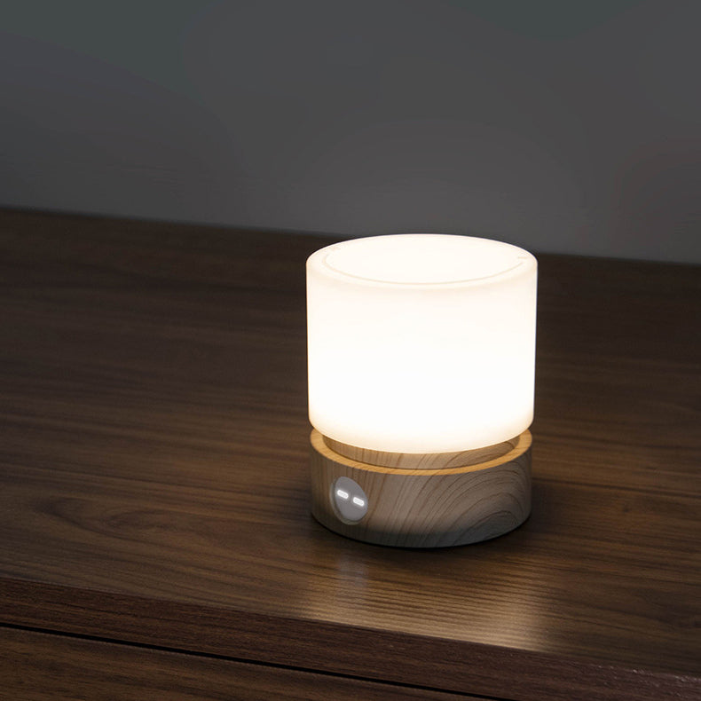 Contemporary Nordic timer rechargeable ABS HIPS silicone cylinder LED table lamp night light for bedside table
