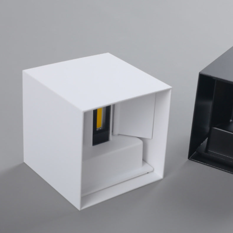 Modern Minimalist Waterproof Cube Up Down Aluminum Glass Induction LED Wall Lamps For Bedroom