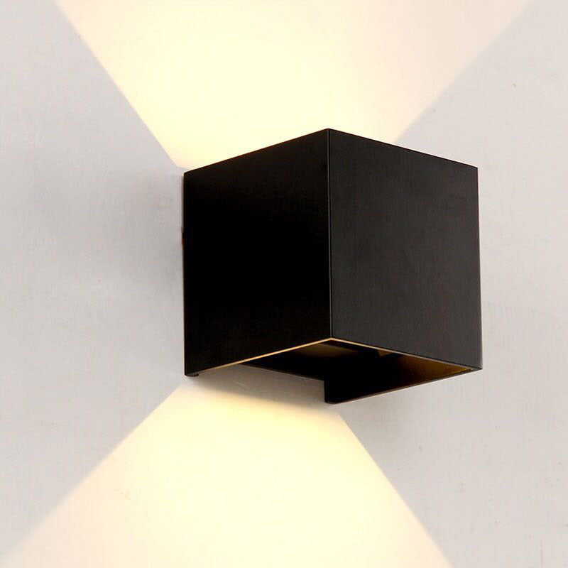 Modern Minimalist Waterproof Cube Up Down Aluminum Glass Induction LED Wall Lamps For Bedroom
