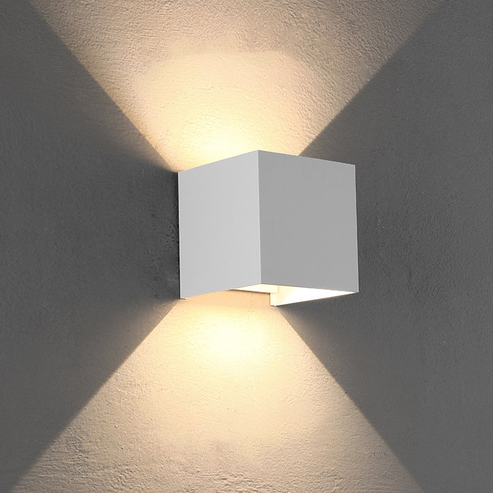 Modern Minimalist Waterproof Cube Up Down Aluminum Glass Induction LED Wall Lamps For Bedroom