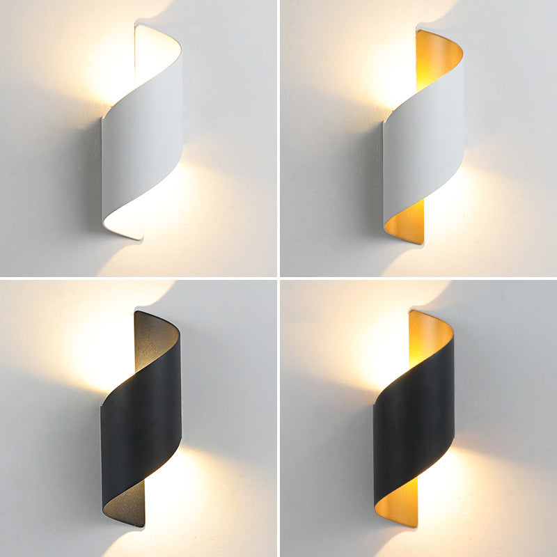 Modern Minimalistic Waterproof Spiral Aluminum Acrylic LED Wall Light for Bedroom