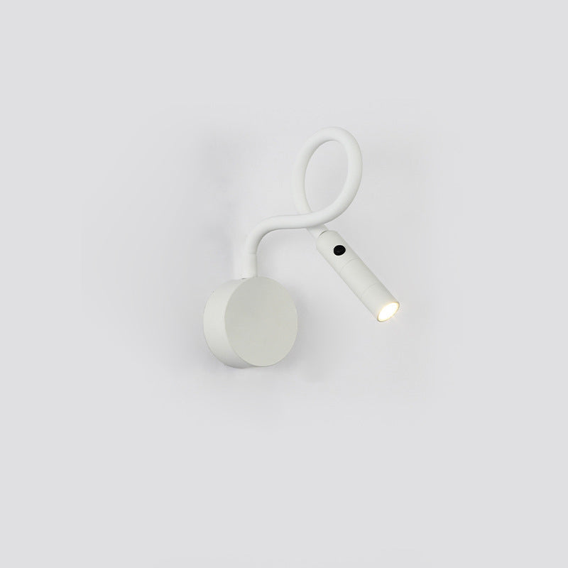 Modern Minimalistic Iron Round Flexible Bend Tube LED Reading Lamp Wall Light for Bedroom