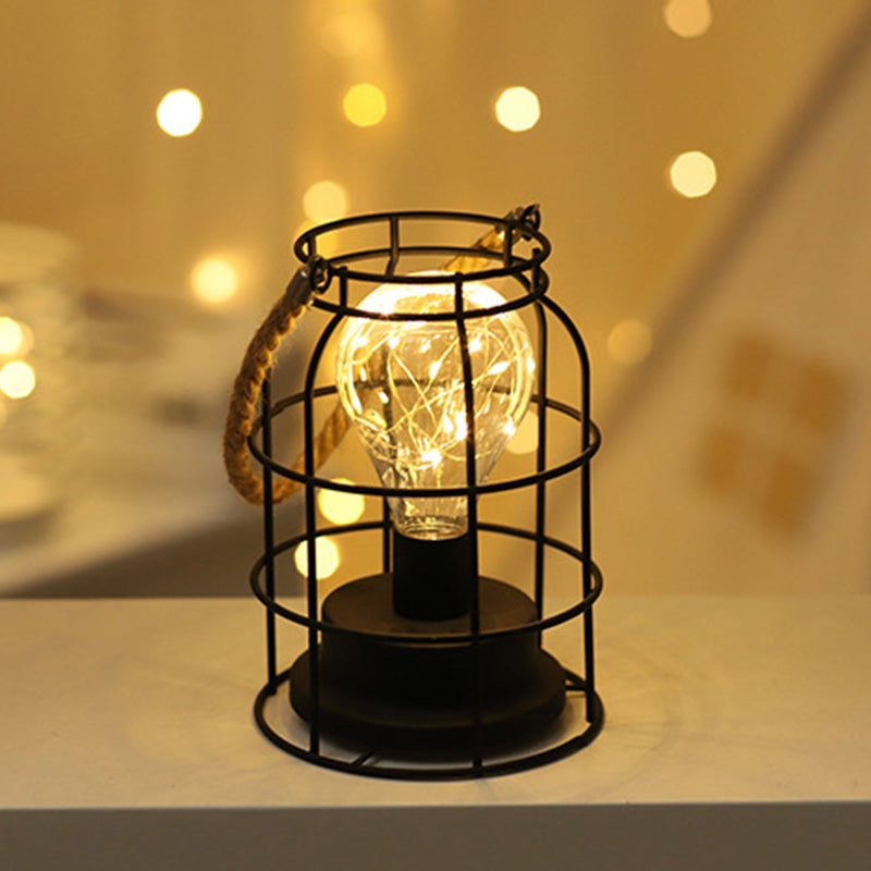 Modern Minimalist Vertical Striped Square Round Iron LED Table Lamp For The Living Room