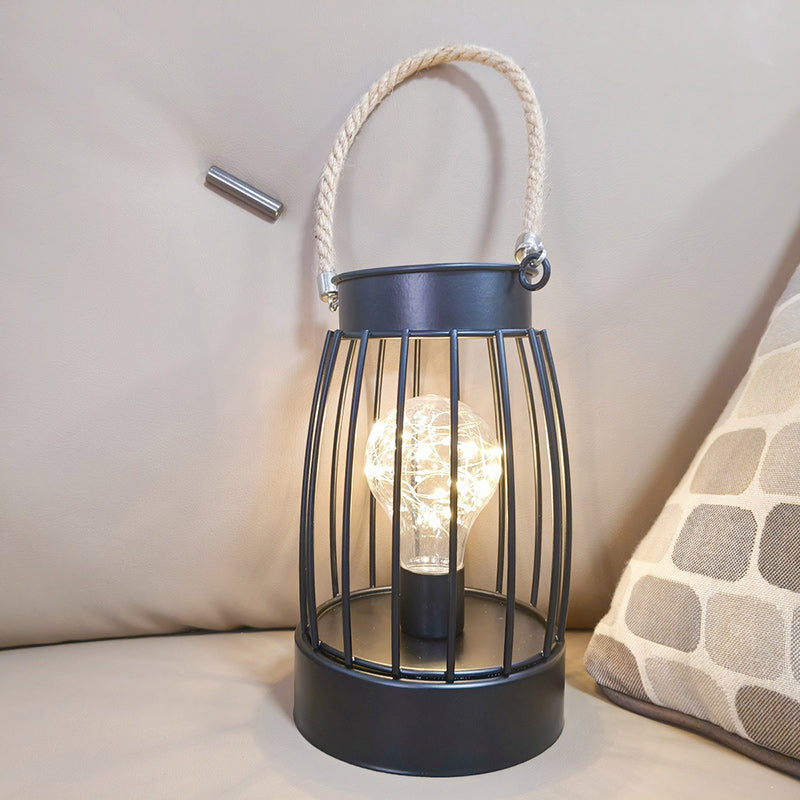 Modern Minimalist Vertical Striped Square Round Iron LED Table Lamp For The Living Room