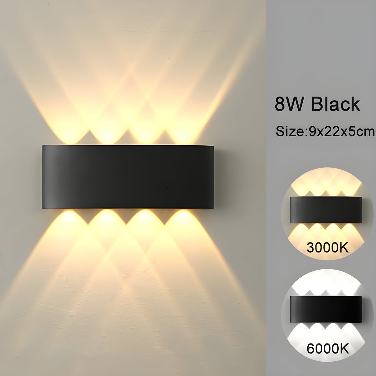 LED wall-mounted lights for indoor and outdoor use
