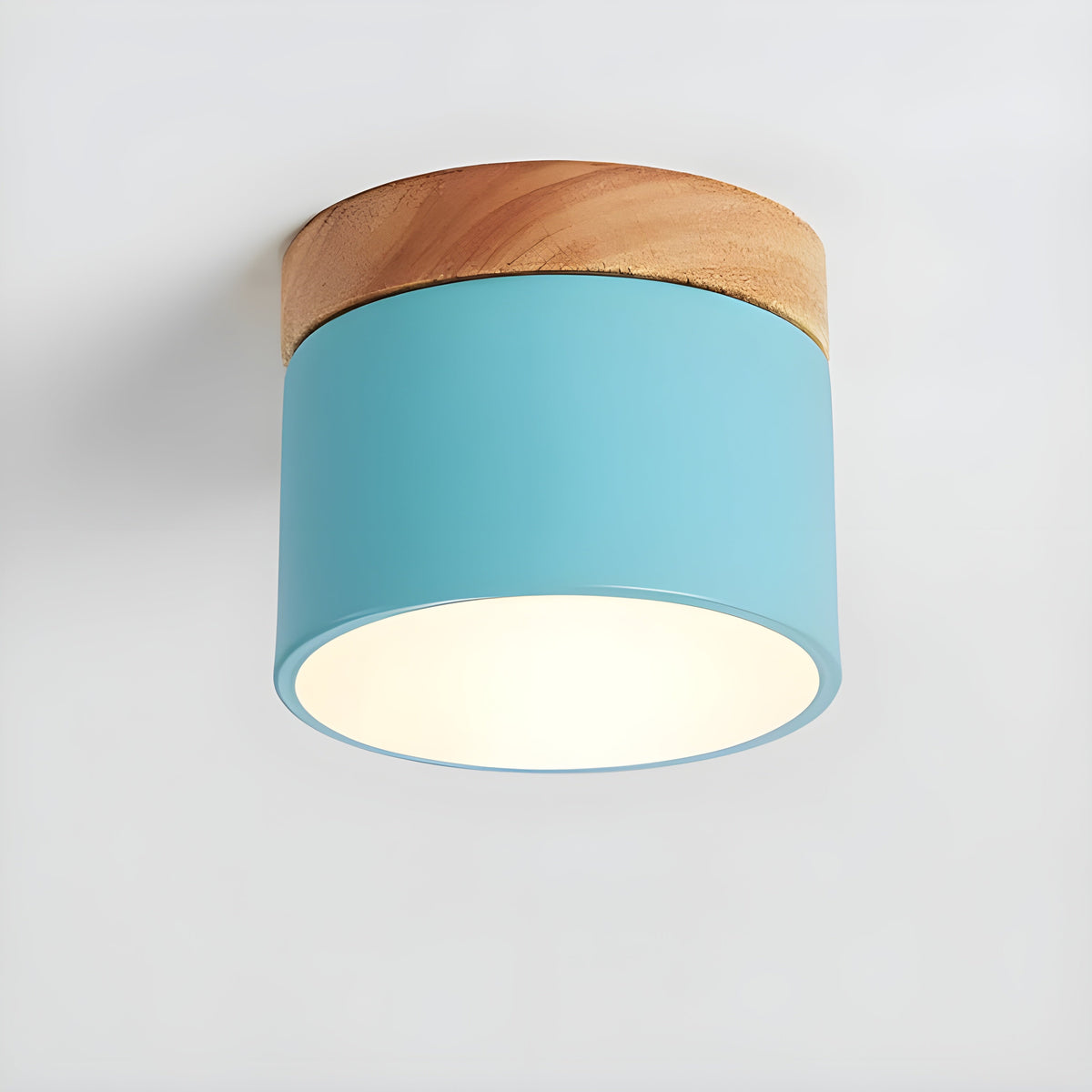 LED ceiling lamp in cylindrical shape – Warm light in vintage industrial design | With decorative wooden element