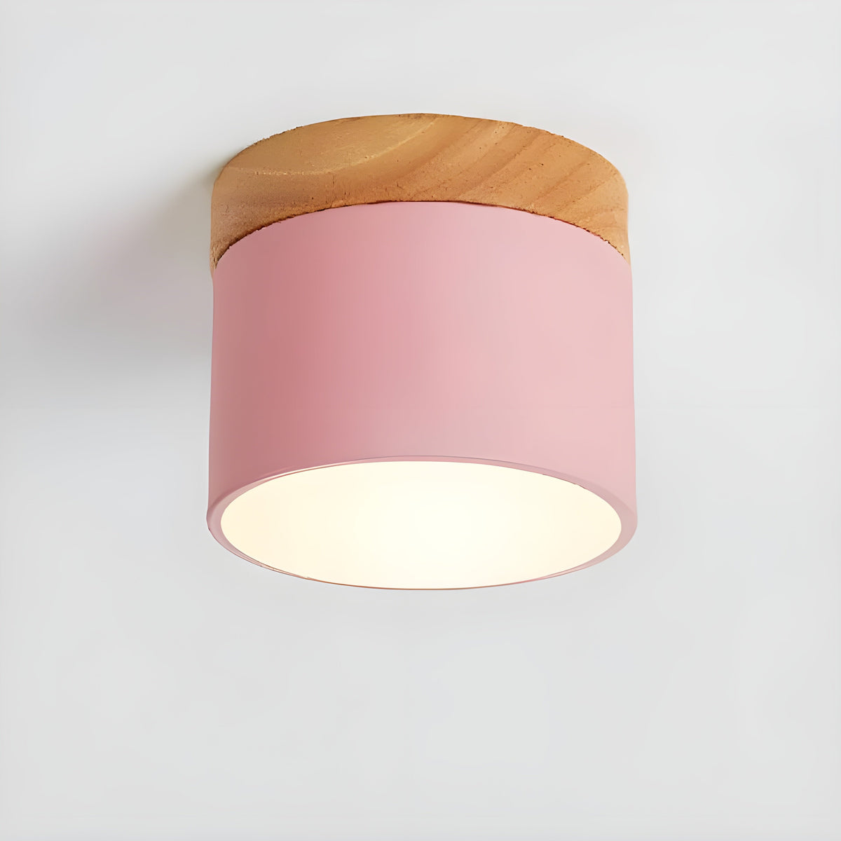 LED ceiling lamp in cylindrical shape – Warm light in vintage industrial design | With decorative wooden element