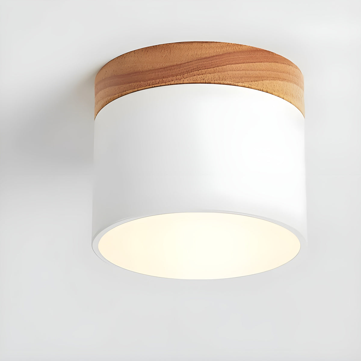 LED ceiling lamp in cylindrical shape – Warm light in vintage industrial design | With decorative wooden element