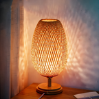 NatureHue Vintage Bamboo Table Lamp Creative Woven Rattan Desk Lamp