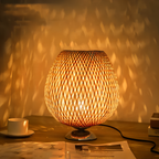 NatureHue Vintage Bamboo Table Lamp Creative Woven Rattan Desk Lamp