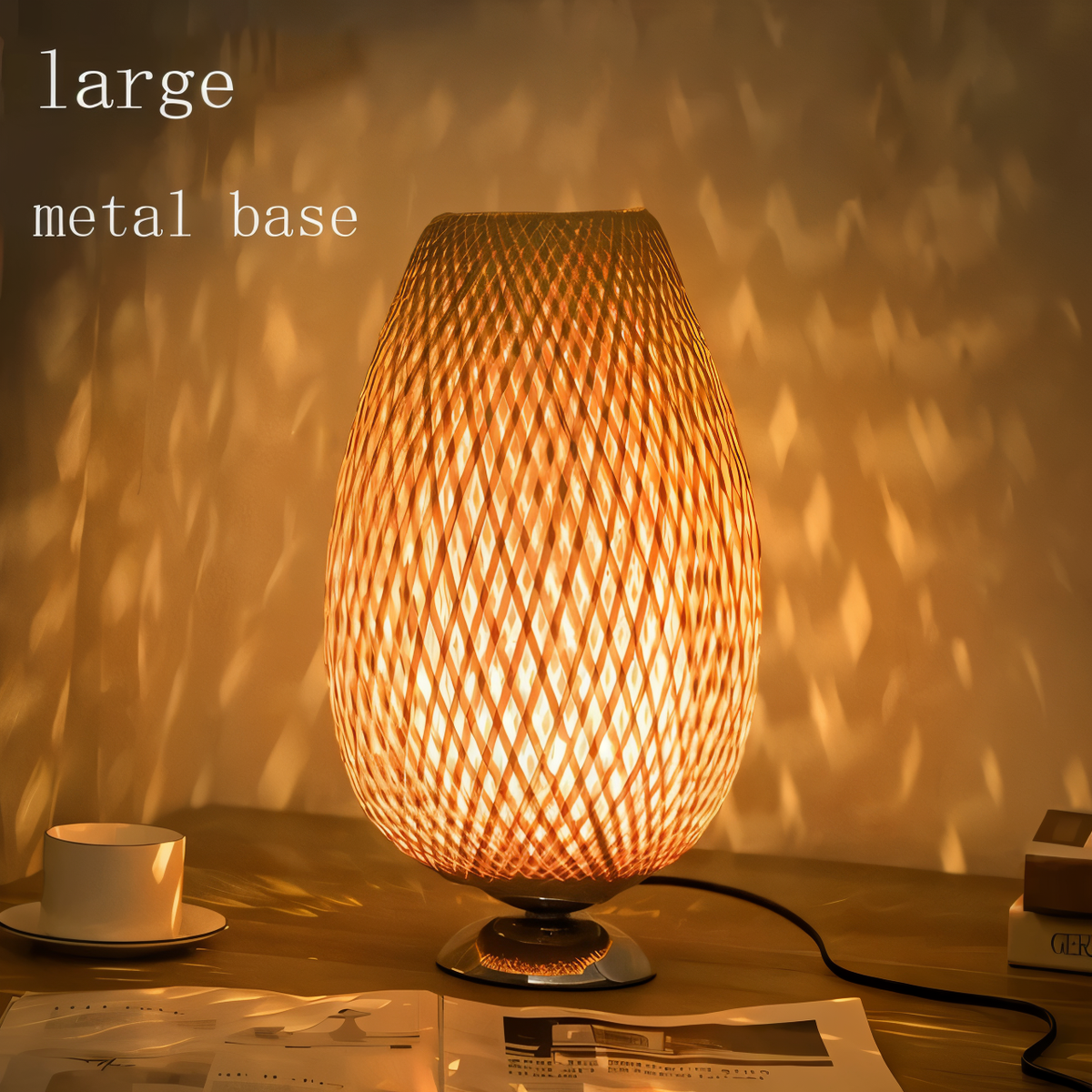 NatureHue Vintage Bamboo Table Lamp Creative Woven Rattan Desk Lamp