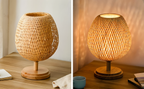 NatureHue Vintage Bamboo Table Lamp Creative Woven Rattan Desk Lamp