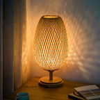 NatureHue Vintage Bamboo Table Lamp Creative Woven Rattan Desk Lamp