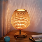 NatureHue Vintage Bamboo Table Lamp Creative Woven Rattan Desk Lamp