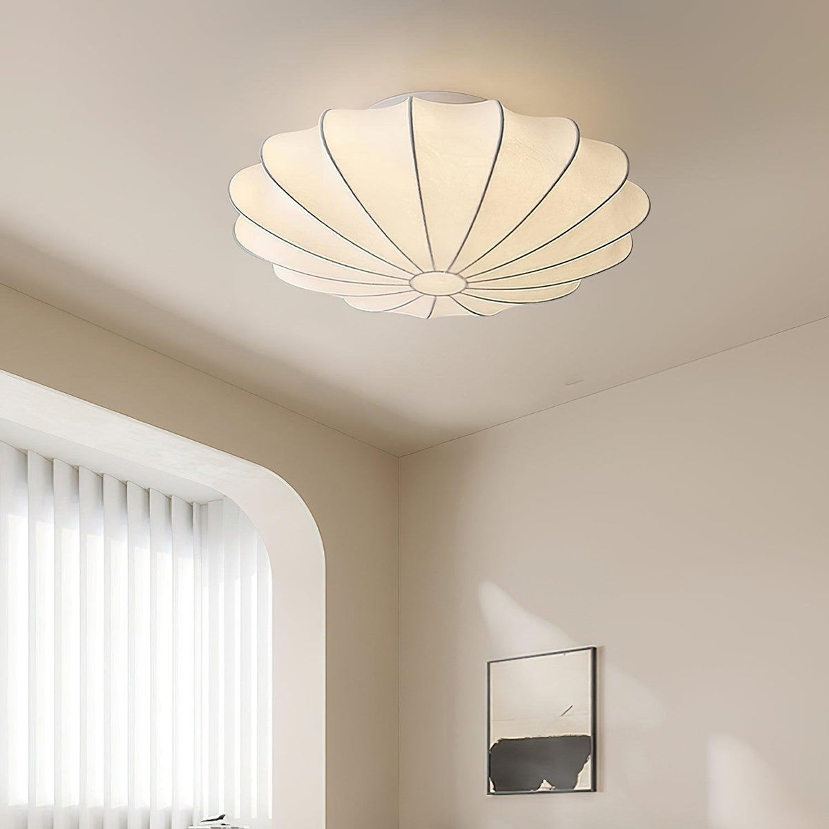 Bowl-shaped fabric ceiling lamp Elegant design