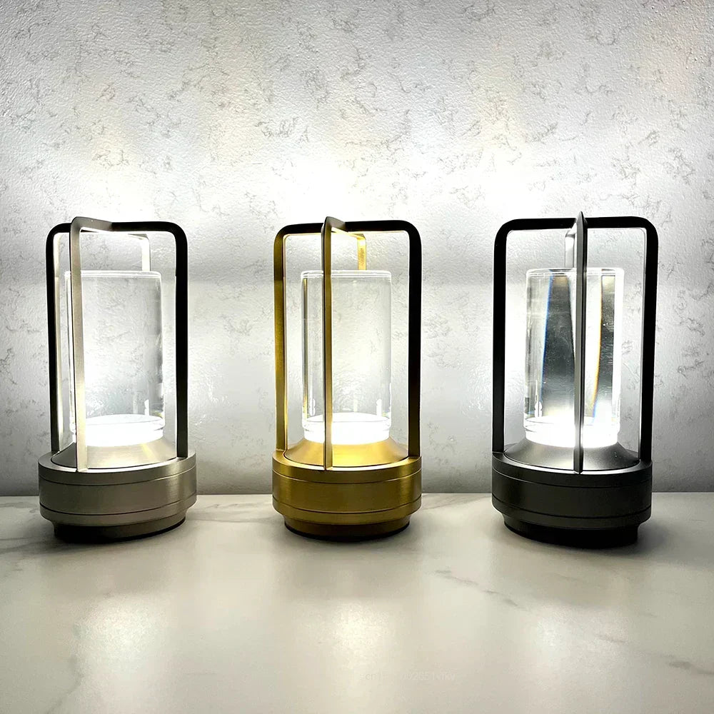Portable wireless LED lantern with charging station