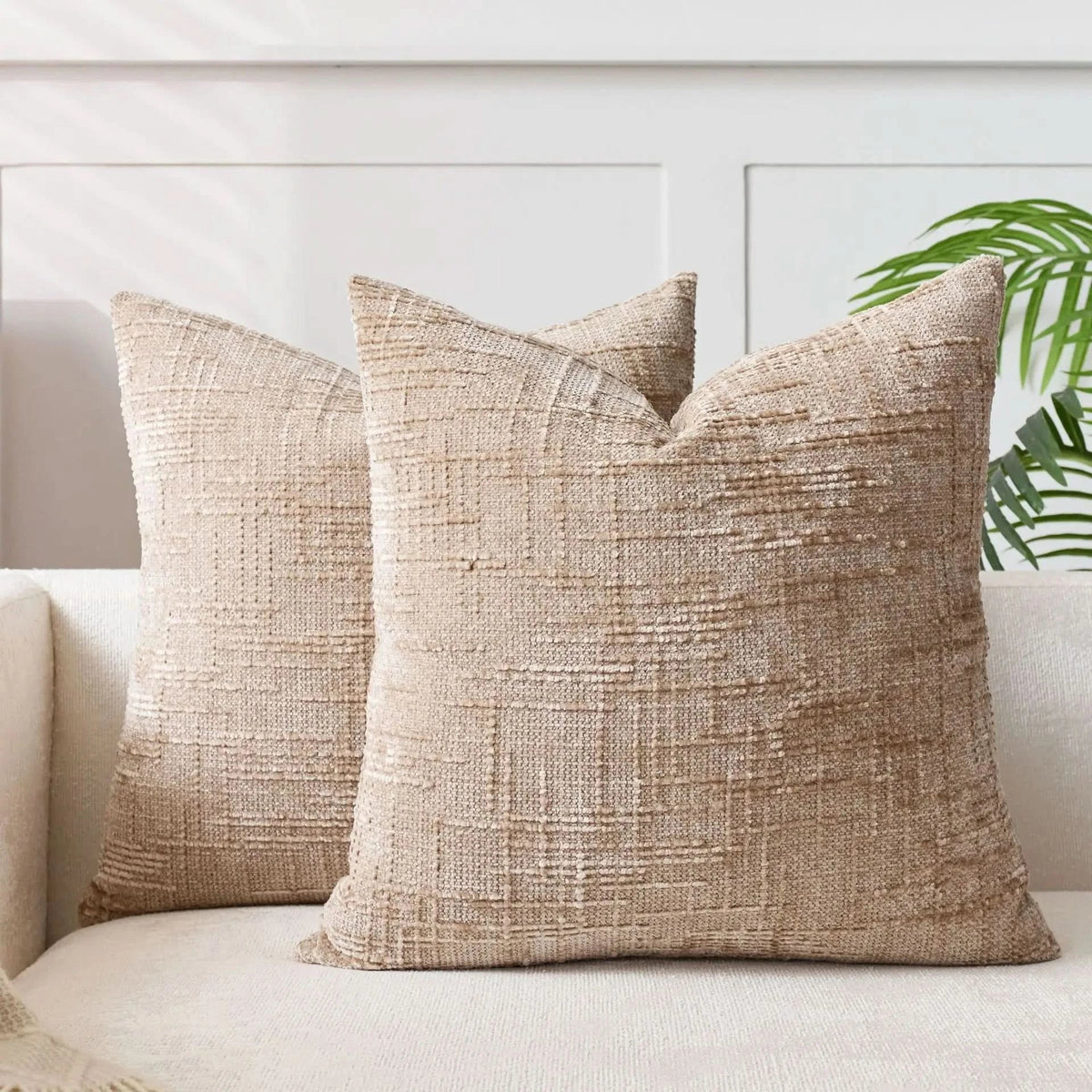 Chenille Throw Pillow Cover Bamboo Texture Solid Color