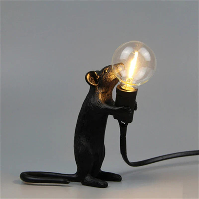 Modern LED Animal Table Lamps: Resin Rat, Cat and Squirrel Night Lights